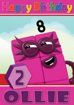 Number Blocks 8 Kidshows Birthday Card