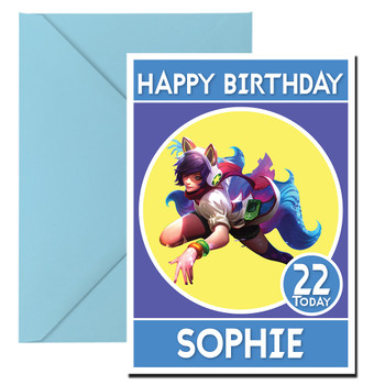 Arcade Ahri Render Personalized Birthday Card