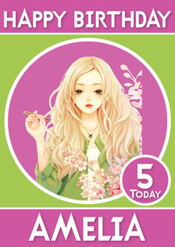Cute Girl Personalized Birthday Card