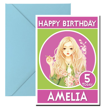Cute Girl Personalized Birthday Card