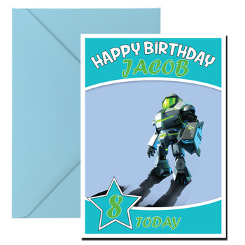 Hero-Green-Mech Personalized Birthday Card