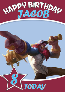 Lil Slugger Trundle Render Personalized Birthday Card