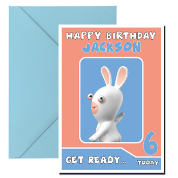 Rabbids 4 Personalized Birthday Card