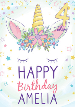 Unicorn 10 Birthday Card