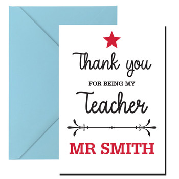 Thank You For Being My Teacher Name Birthday Card Thank You For Being My Teacher Name Birthday Card