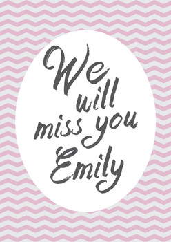Pink Zig Zag We Will Miss You Birthday Card Pink Zig Zag We Will Miss You Birthday Card