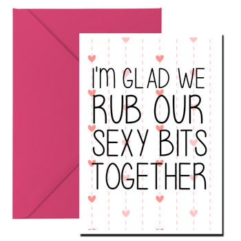 Naughty 183 I'm Glad We Rub Our Sexy Bits Together Birthday Card