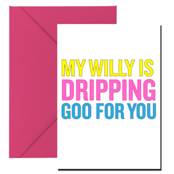 Naughty 217c My Willy Is Dripping Goo For You Birthday Card