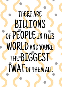 Naughty 272 There Are Billions Of People In This World And You're The Biggest Twat Of Them All Birthday Card