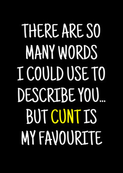 Naughty 274b There Are So Many Words I Could Use To Describe You... But Cunt Is My Favourite Birthday Card Naughty 274b There Are So Many Words I Could Use To Describe You... But Cunt Is My Favourite Birthday Card