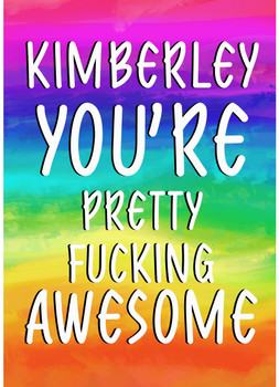 Naughty 7 Name You're Pretty Fucking Awesome Birthday Card