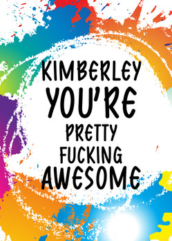 Naughty 7a Name You're Pretty Fucking Awesome Birthday Card