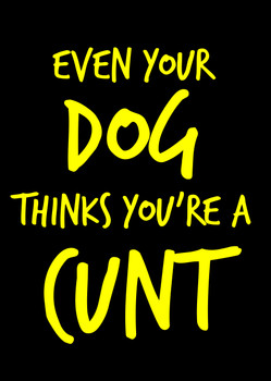 Naughty 95b Even Your Dog Thinks You're A Cunt Birthday Card