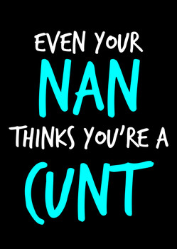 Naughty 98a Even Your Nan Thinks You're A Cunt Birthday Card