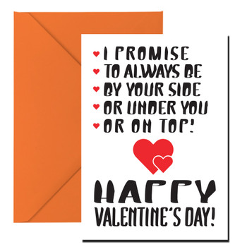 I Promise To Always Be By Your Side Or Under You Or On Top Happy Valentines Day Birthday Card