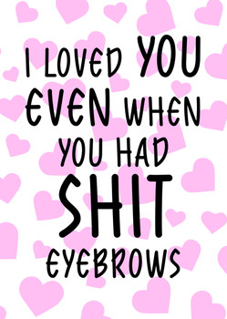 Naughty 168a I Loved You Even When You Had Shit Eyebrows Birthday Card