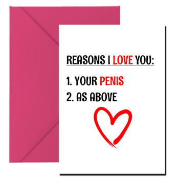 Naughty 232 Reasons I Love You. 1 Your Penis 2. As Above Birthday Card