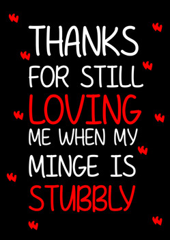 Naughty 267b Thanks For Still Loving Me When My Minge Is Stubbly Birthday Card