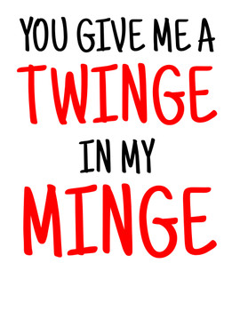 Naughty 319 You Give Me A Twinge In My Minge Birthday Card Naughty 319 You Give Me A Twinge In My Minge Birthday Card