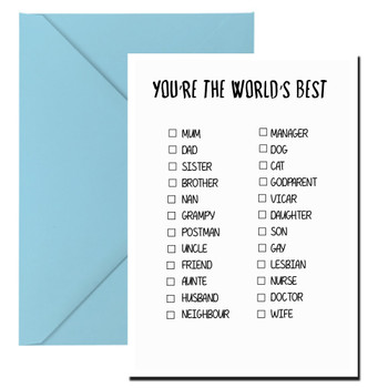 Naughty 392 You're The World's Best... Checklist Birthday Card Naughty 392 You're The World's Best... Checklist Birthday Card