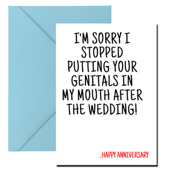 Naughty 480 I'm Sorry I Stopped Putting Your Genitals In My Mouth After The Wedding. Happy Anniversary Birthday Card
