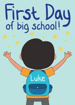 First Day Personalised Backpack Birthday Card First Day Personalised Backpack Birthday Card