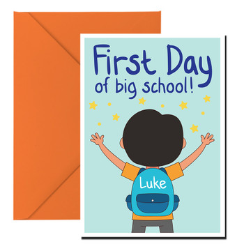 First Day Personalised Backpack Birthday Card First Day Personalised Backpack Birthday Card