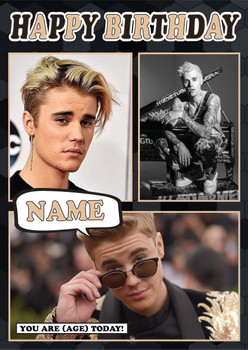 Justin Bieber Mc1184 Birthday Card Justin Bieber Mc1184 Birthday Card