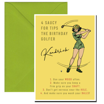 Saucy Tips Golf Birthday Card