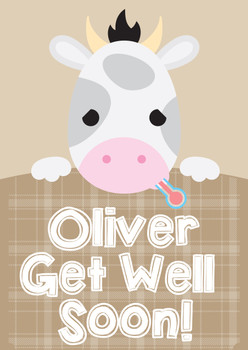 Cow Get Well Soon Birthday Card