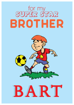Super Star Football Brother  Birthday Card Super Star Football Brother  Birthday Card