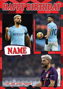 Aguero Celebrity Fan Football Birthday Card