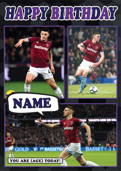 Declan Rice Celebrity Fan Football Birthday Card Declan Rice Celebrity Fan Football Birthday Card