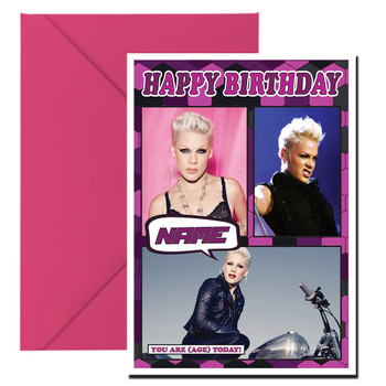 Pink Celebrity Fan Birthday Card