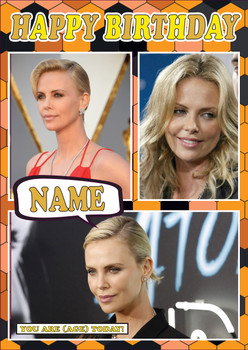 Charlize Theron Celebrity Fan Birthday Card