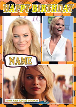 Margot Robbie Celebrity Fan Birthday Card Margot Robbie Celebrity Fan Birthday Card