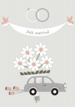Just Married Cute Modern Birthday Card Just Married Cute Modern Birthday Card