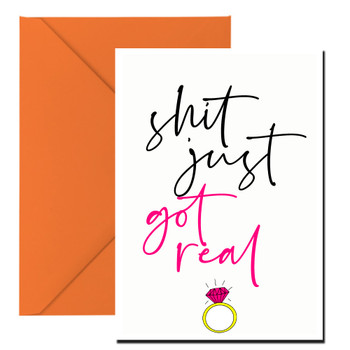 Shit Just Got Real Black And Pink Birthday Card