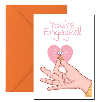 Youre Engaged Hand Holding Ring Birthday Card
