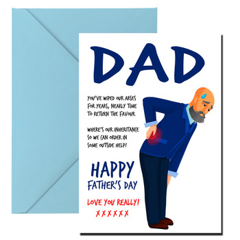 Funny Fathers Day Card 73 Hed Wiped Their Arses