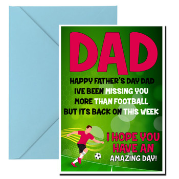 Funny Fathers Day Card 83 I Miss You More Tham You Miss Football
