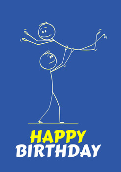 Happy Birthday Stick Men Gay Lgbt Birthday Card