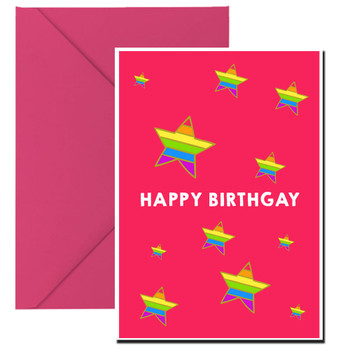 Happy Birthgay Stars Gay Lgbt Birthday Card
