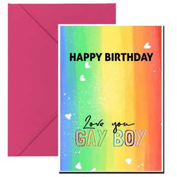 Rainbow Gay Boy Card Gay Lgbt Birthday Card