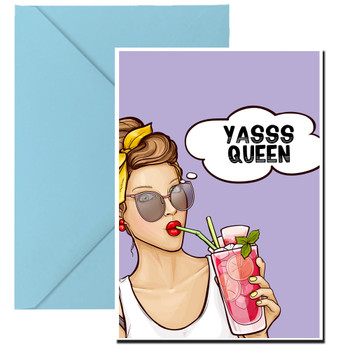 Yass Queen Comic Style Gay Lgbt Birthday Card