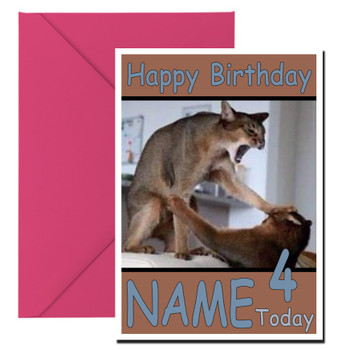 Funny Cars Fighting Birthday Card