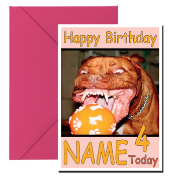Funny Dog Biting Ball Birthday Card Funny Dog Biting Ball Birthday Card