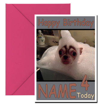 Funny Dog Having Bubble Bath Birthday Card Funny Dog Having Bubble Bath Birthday Card