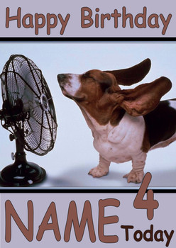 Funny Dogs Ears Blowing In Fan Birthday Card Funny Dogs Ears Blowing In Fan Birthday Card