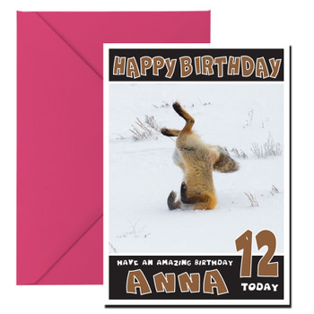 Funny Fox 4 Birthday Card